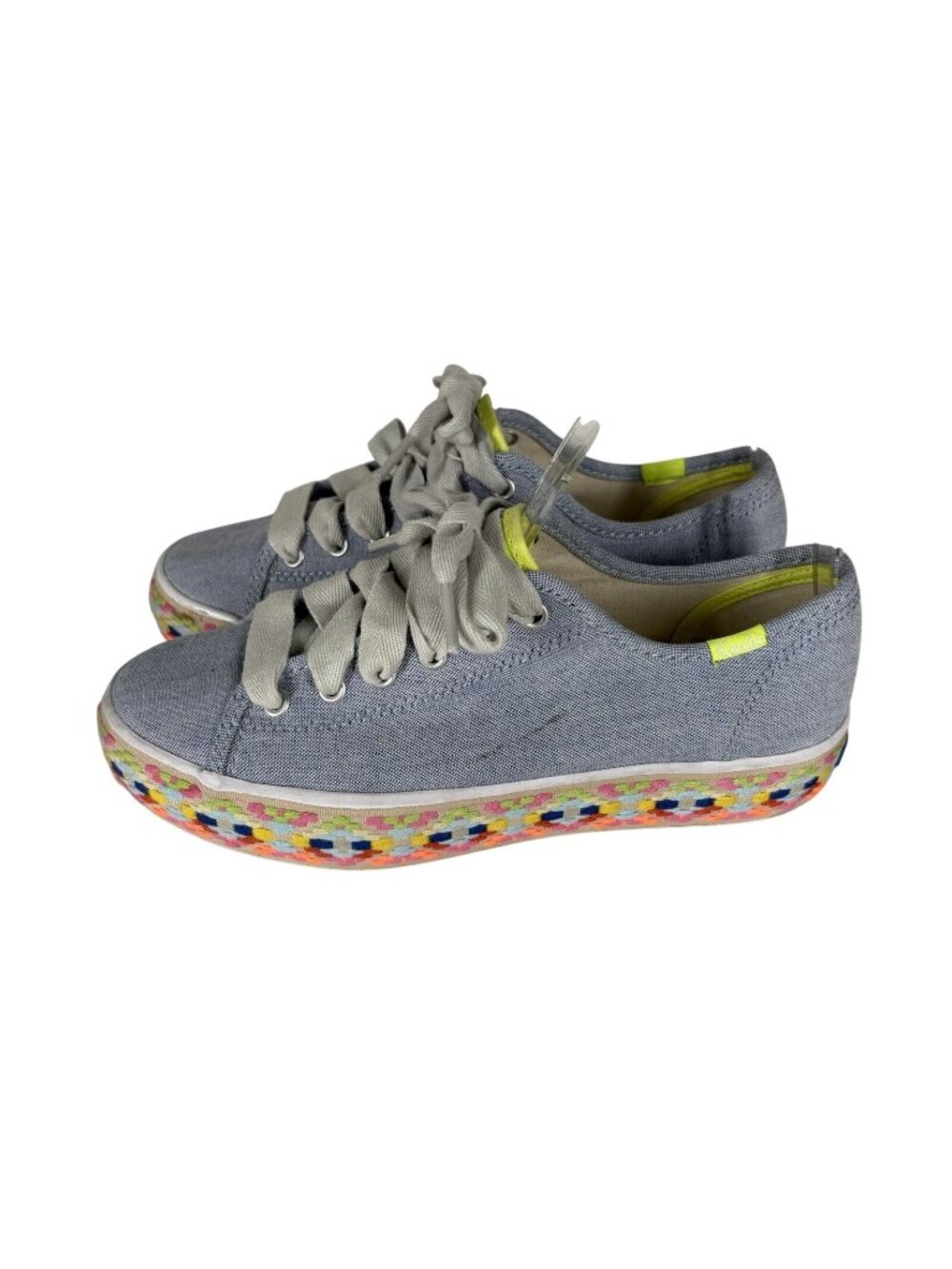 Keds Women 6 Blue Aztec Geo Embroidered Triple Kick Canvas Platform Sneakers - Picture 2 of 13